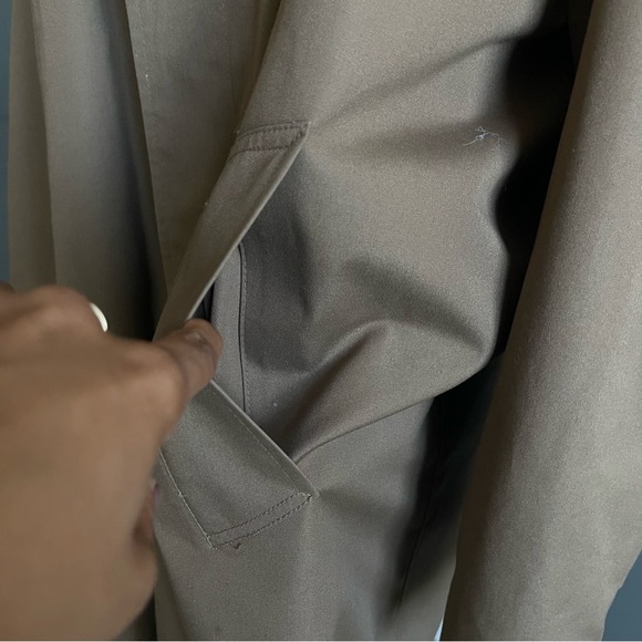 Vintage Tan Trench Coat with Removable Lining Khaki Overcoat 46R Unisex XL - Picture 5 of 11